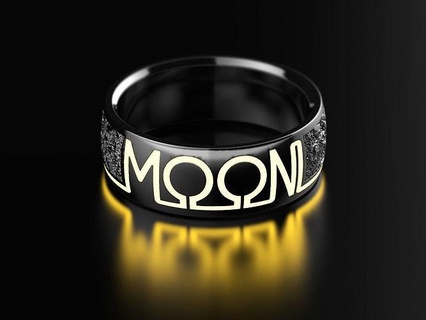 new moon craft glowing neon enamel rings jewel texture silver gold sterling nature design art 3dprinted model 3d print printing prototyping jewelry 3d print model - Mito3D