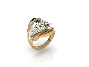 novo anel 035 jóias ouro da forma moda beleza de diamante casamento jóia o engajamento prata printable platina brilhando gem sterling brilhantes noivado vestuário a anéis 3d print model - Mito3D