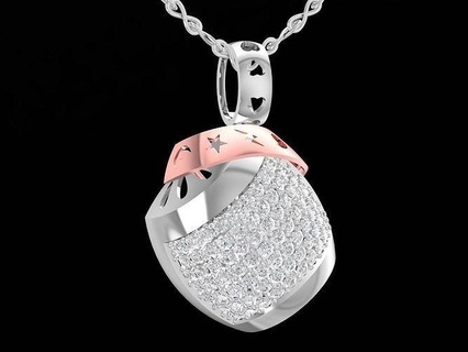new white gold rose diamond charm pendant 3242 jewelry fashion accessories woman women design pendants 3d print model - Mito3D