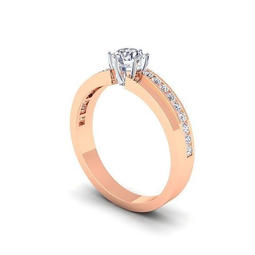 new woman solitaire diamond ring 3d model jewel gold marriage fashion engagement shining luxury precious gem platinum jewelry celebration brilliant printable silver birthday rings 3D print model - Mito3D