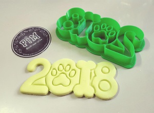 new year 2018 dog cookie cutter hobby-diy biscuit polymer clay fondant hobby diy hand tools 3d print model - Mito3D
