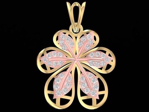 newdesign diamond leaf flower pendant 3235 jewelry fashion accessories gold woman women design pendants 3d print model - Mito3D