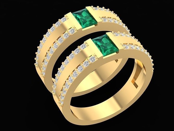 neues Design Luxus smaragdgrün Diamant Hochzeit Ring 3225 Schmuck Mode Zubehör Gold Ohrringe 3D print model - Mito3D