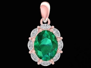 nouveau design ovale émeraude diamant Dame pendentif 3222 bijoux mode accessoires or unisexe conception femme femmes 3d print model - Mito3D