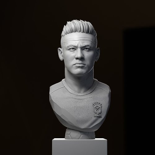 neymar bust 3d printing brazil soccer messi ronaldo pele art sculpture celebrity famous mbappe psg barcelona worldcup football print champions league maradona sculptures 3D print model - Mito3D