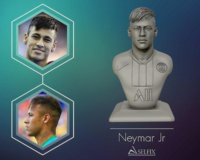 neymar jr 3d porträt skulptur statue fußball brasilianer gesicht kunst skulpturen 3d print model - Mito3D