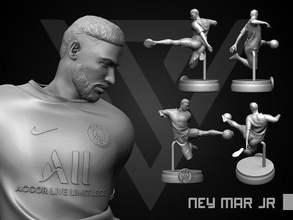 neymar jr 3d imprimível 3s esporte estátua futebol arte moda miniaturas figuras estatueta personagem homem humano psg barcelona pele brasil esculturas 3d print model - Mito3D