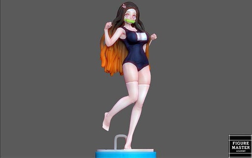 nezuko swimsuit cute girl anime kimetsu 3d print art sculptures 3d print model - Mito3D