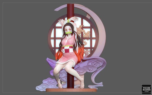 nezuko Corbata up versión kimetsu anime personaje bonita lindo niña yaiba 3d impresión stl expediente Arte esculturas 3d print model - Mito3D