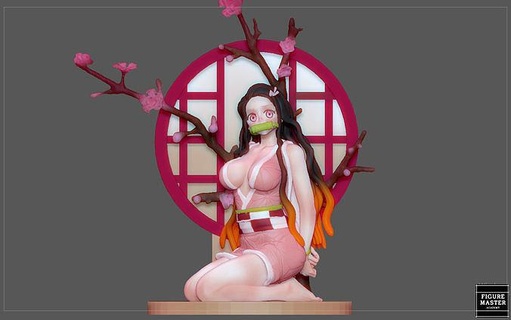 nezuko attacher version Kimetsu anime personnage joli fille Yaiba mignonne art sculptures 3d print model - Mito3D