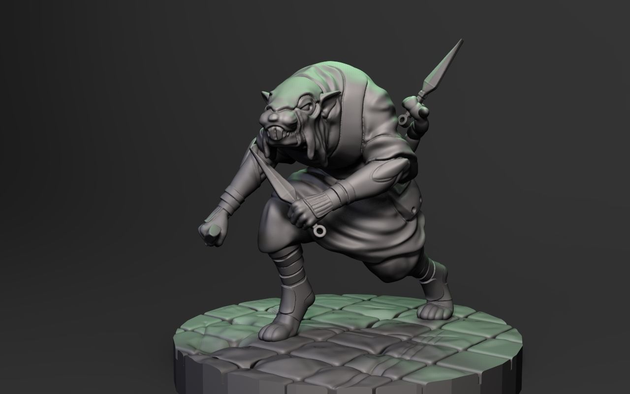 nezumi ninja skaven warhammer ombra ageofsygmar prigione draghi zbrush banda mordheim giochi tavola giochi tavolo fantasia rpg giocattoli 3D print model - Mito3D