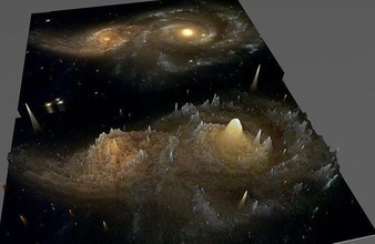 ngc 2207 x ic2163 céu objeto 3d programas análise espaço nebulosa profundo sol planeta telescópio ciência física scifi sci fi leitoso nave espacial futurista arte varreduras réplicas 3d print model - Mito3D