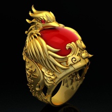 nhan nam phuong hoang - phoenix ring art men jewelry rings 3d print model - Mito3D
