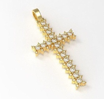 bonito cruzar diamante colgante pendiente diseño oro joyería joya símbolo jesu plata imprimible libra esterlina colgantes 3d print model - Mito3D