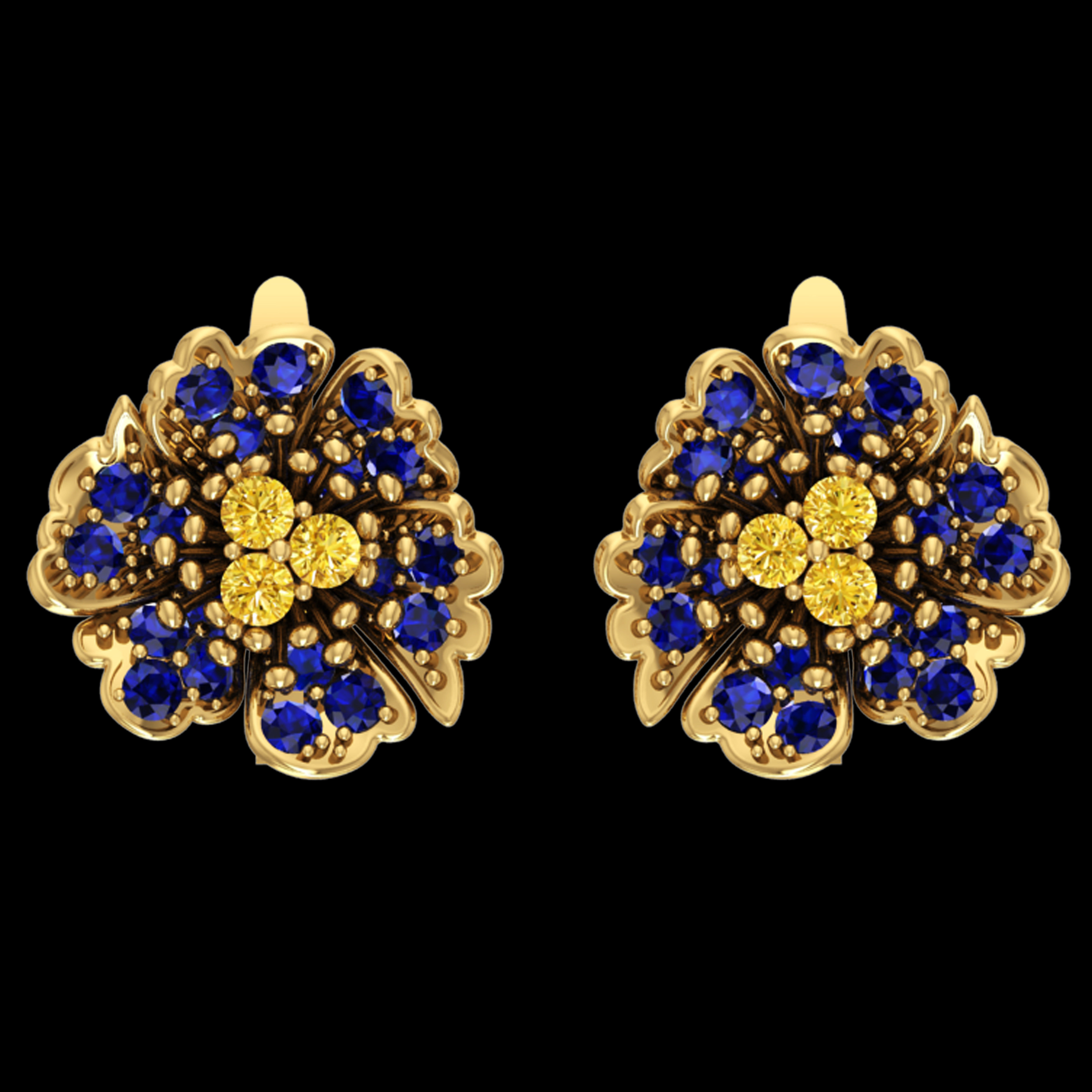 bel fiore orecchino diamante pietra naturale gioielli gemma oro argento stampabile orecchini moda di la gli 3D print model - Mito3D