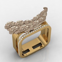 belo anel 2 dourados jóias nice colorido ouro anéis 3d print model - Mito3D