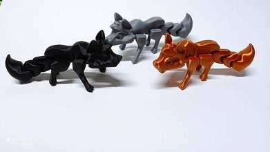 bonito lobo flexi juguete animal zorro bestia salvaje flexible articulado perro canino mamífero naturaleza posable impresión imprimible sitio juegos juguetes 3d print model - Mito3D