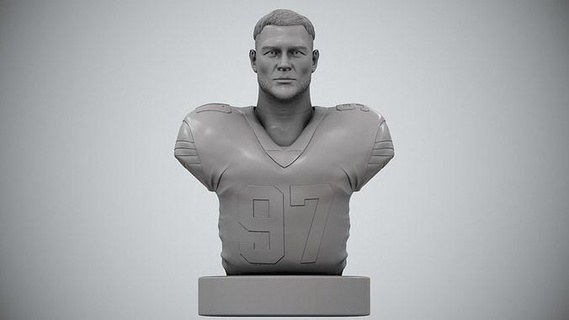 nick bosa bacio San Francisco 49ers Football americano nfl superbowl fallimento statua ritratto arte miniature figurine sculture 3d print model - Mito3D