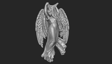 gece melek bas relief kanatlar perdelik kumaş cnc rahatlama oymacılık heykel uçan takı mücevher sanat heykeller 3d print model - Mito3D