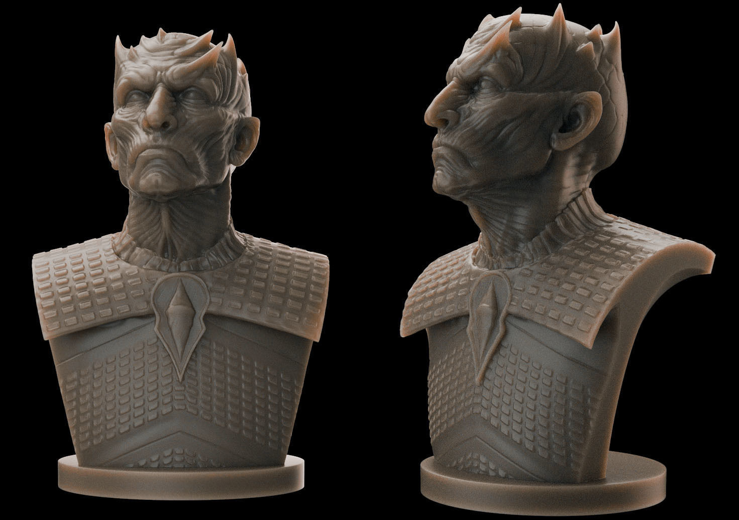 night king bust v2- game of thrones winter coming white walker walkers fantasy martin hbo stark targaryen lannister starks nightking winterfell ice fire art miniatures sculptures figurines 3D print model - Mito3D