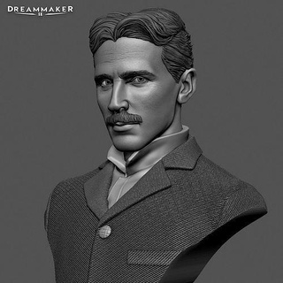 Nikola Tesla elektrik misk Bilim insanı mühendis mucit büst Sanat heykeller 3d print model - Mito3D