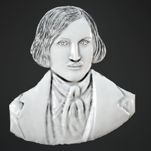 nikolai gogol russian writer author literature bas 3d cnc milling relief relievo lay person face fretwork thread carving art 3d print model - Mito3D
