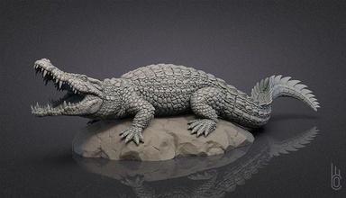 nil crocodile nature faune animaux reptile alligator prédateur lézard mâchoires sculpture ouvrages d'art tropiques l'eau balance intérieur dinosaure iguane sculptures art 3d print model - Mito3D