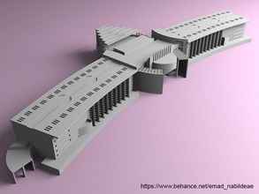 nil üniversite kahire 3d yazdır mimari dış model bina modern maket kolej ev 3d print model - Mito3D