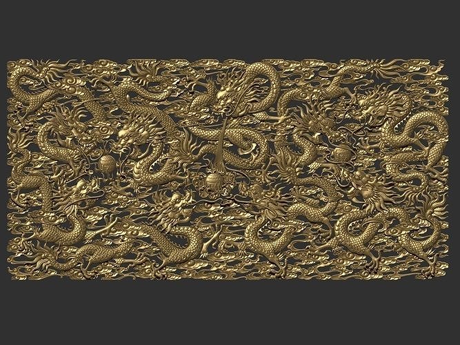 ejderhalar Ejderha Antik geleneksel Asya canavar Desen dekor dekorasyon süslü süs fantezi oryantal cnc stl oymacılık yaratık Sanat kızgın heykeller 3D print model - Mito3D