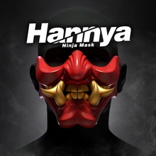 ninja hannya maschera samurai mempo mortale kombat cyberpunk giapponese fantasma tsushima demone assassino cosplay casco giappone orrore viso testa giochi giocattoli 3d print model - Mito3D