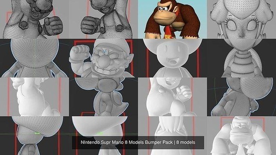 nintendo colección súper mario 8 modelos cambiar interruptor juegos juguetes Super Mario videojuego estación Donkey Kong melocotón xbox aplastar zelda luigi 64 nintendo64 3d print model - Mito3D