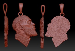 Nipsey Ärger Anhänger Tätowierungen 3d drucken Modell Symbol Kopf Gesicht Porträt Skulptur Charakter männlich hängend Gold Rapper Aktivist Halskette 18k Gedenkfeier Stück Schmuck 3d print model - Mito3D