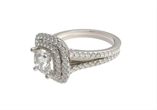 nn018 diamant halo engagement bague anneaux double tifany haloring bijoux 3d print model - Mito3D