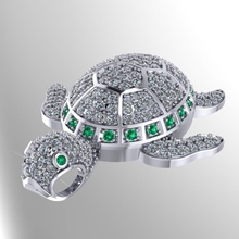 nn026 bijoux la tortue pendentif le diamant de golf animal pendentifs belle d'argent 3d print model - Mito3D