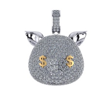 nn027 diamond pig pendant jewelry apporo pendants beautiful gold silver 3d print model - Mito3D