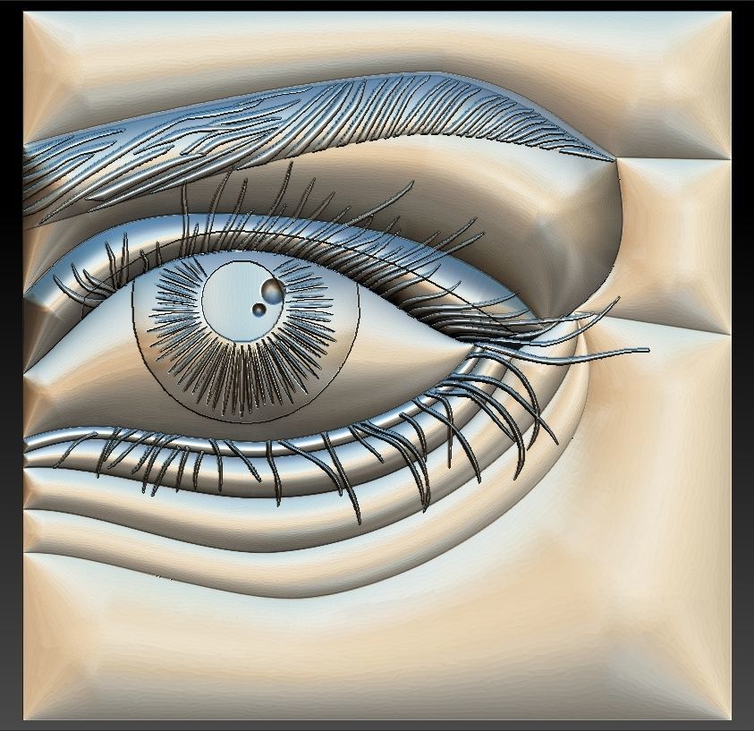 16 ojo stl modelo cnc enrutador grabador tallado artcam decoración aspirar cut3d impresora bajorrelieve esculpir ojos mecanizado alivio niña cara retrato arte esculturas 3D print model - Mito3D