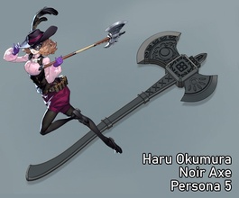 noir hache cosplay personnage haru 5 bouger arme soutenir guerrier chevalier loisir diy 3d print model - Mito3D