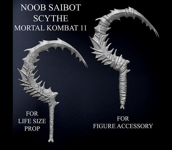 noob saibot scythe - pack mortal kombat 11 mortalkombat noobsaibot weapon prop cosplay battle medieval hell sickle blade hook bladedweapon games toys 3D print model - Mito3D
