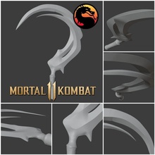 Noob saibot faucille mortel kombat 11 cranté piquer mkx mk11 combat arme Scorpion zéro pluie reptile cosplay Jeux jouets 3d print model - Mito3D