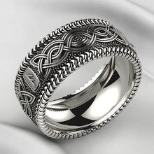 nórdico viking runas anel ouro jóia joalheria moda imprimível 3dprint impressão rinoceronte gema escandinávia runa prata ródio thor odin eslavo argolas 3d print model - Mito3D