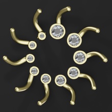 burun piercing koleksiyonu 10 adet takı lüks altın modern yazdırılabilir tasarım jewlery elmas diğer 3d print model - Mito3D