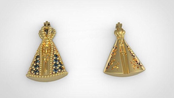 nossa senhora aparecida oro gioielleria splendente lusso arte stampabile decorazione collana argento gemma brillante diamante squillare moda bellezza carattere donna ciondoli 3d print model - Mito3D
