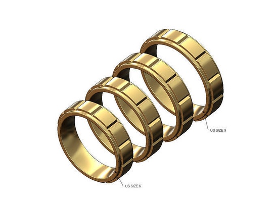 mellado pisado moda banda us tamaños 6to9 anillo estriado joyería joya oro plata imprimible hombres apilador apilable lujo minimalista moderno declaración tallado 3d modelo sencillo anillos 3d print model - Mito3D
