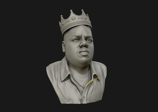 famigerato grande 3d modello notoriousbig biggi cantante rap umano testa fallimento scultura biggie arte sculture 3d print model - Mito3D