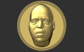 notorious big medallion pendant 3d printing ready stl obj tupac shakur rapper rap biggie celebrity famous jay z snoop dogg eminem kanye west travis scott dre diddy ice cube jewelry pendants 3d print model - Mito3D