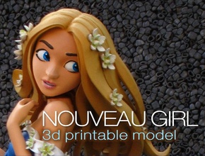Nouveau niña 3d imprimible modelo bonita vestido impresión hembra personaje cuerpo escultura cabello figura Arte esculturas 3d print model - Mito3D