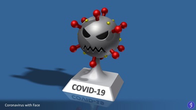 nuevo coronavirus covid-19 de dibujos animados la novela corona virus covid19 covid 19 bacterias microbio germen carácter el icono pandemia epidemia biología célula médica ciencia 3d print model - Mito3D