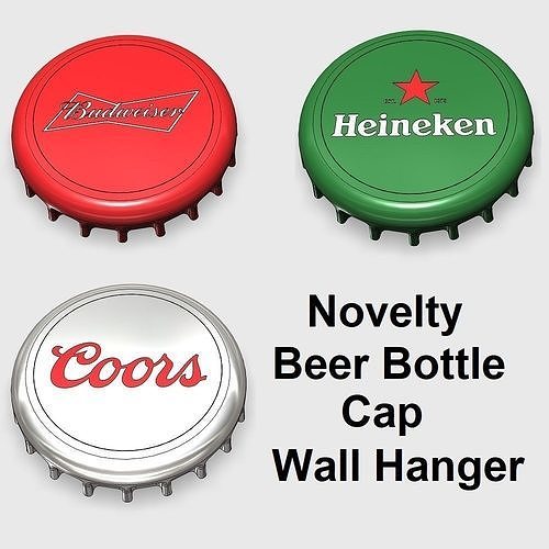 novelty beer bottle cap wall hanger heineken coors budweiser art house decor 3D print model - Mito3D