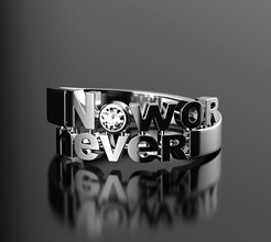 ahora nunca anillo texto símbolo fuente de la moda joya plata oro sterling juventud primavera gem joyería los anillos 3d print model - Mito3D