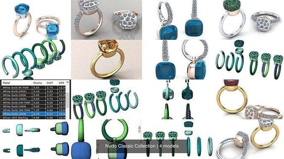 nudo classico collezione gioielleria brillante moda bellezza stampabile oro gioiello Fidanzamento squillare gemma spianare diamanti gioielli orecchini pietre anelli 3d print model - Mito3D